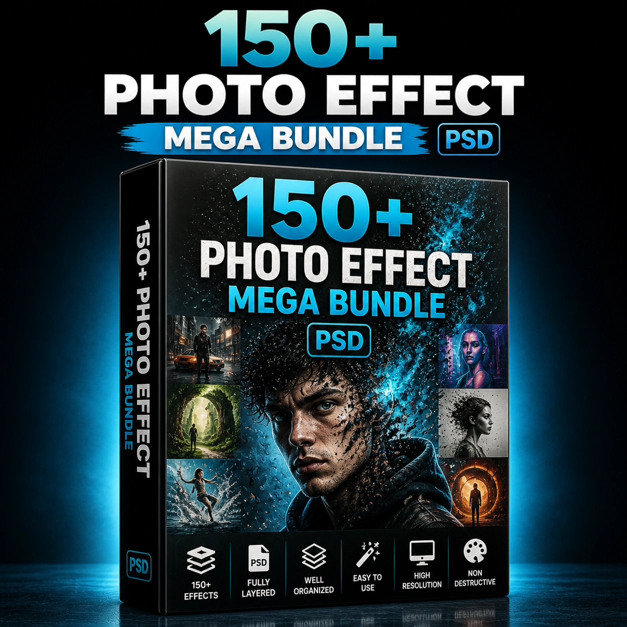 150+ Photo Effect Mega Bundle PSD